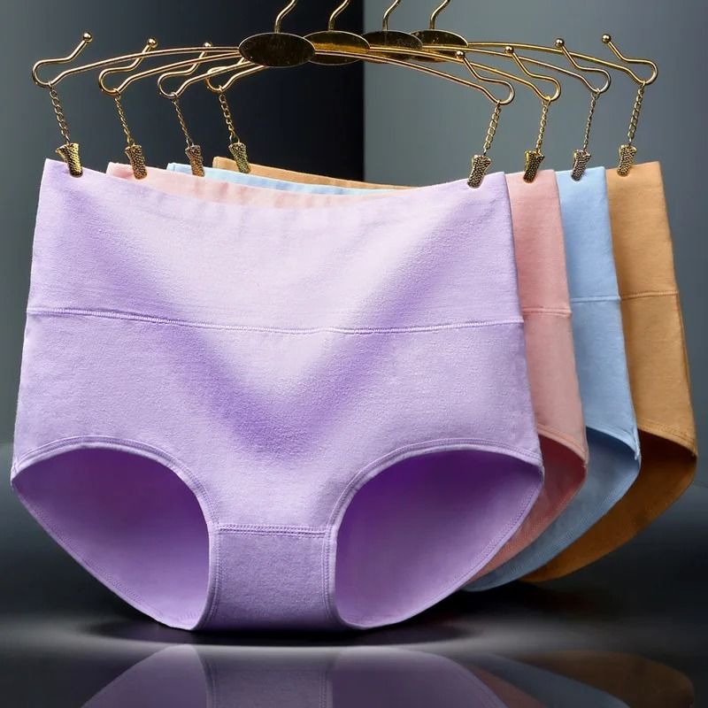 High Waist Cotton Underwear Pack Slim Fit Tummy Control Panties for Women
