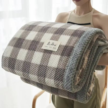 Soft Chenille Knit Throw Blanket – Handmade Crochet Style, Machine Washable for Couch & Bed