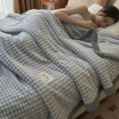 Soft Chenille Knit Throw Blanket – Handmade Crochet Style, Machine Washable for Couch & Bed