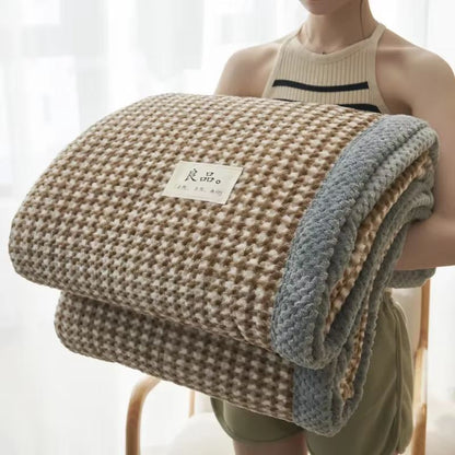 Soft Chenille Knit Throw Blanket – Handmade Crochet Style, Machine Washable for Couch & Bed