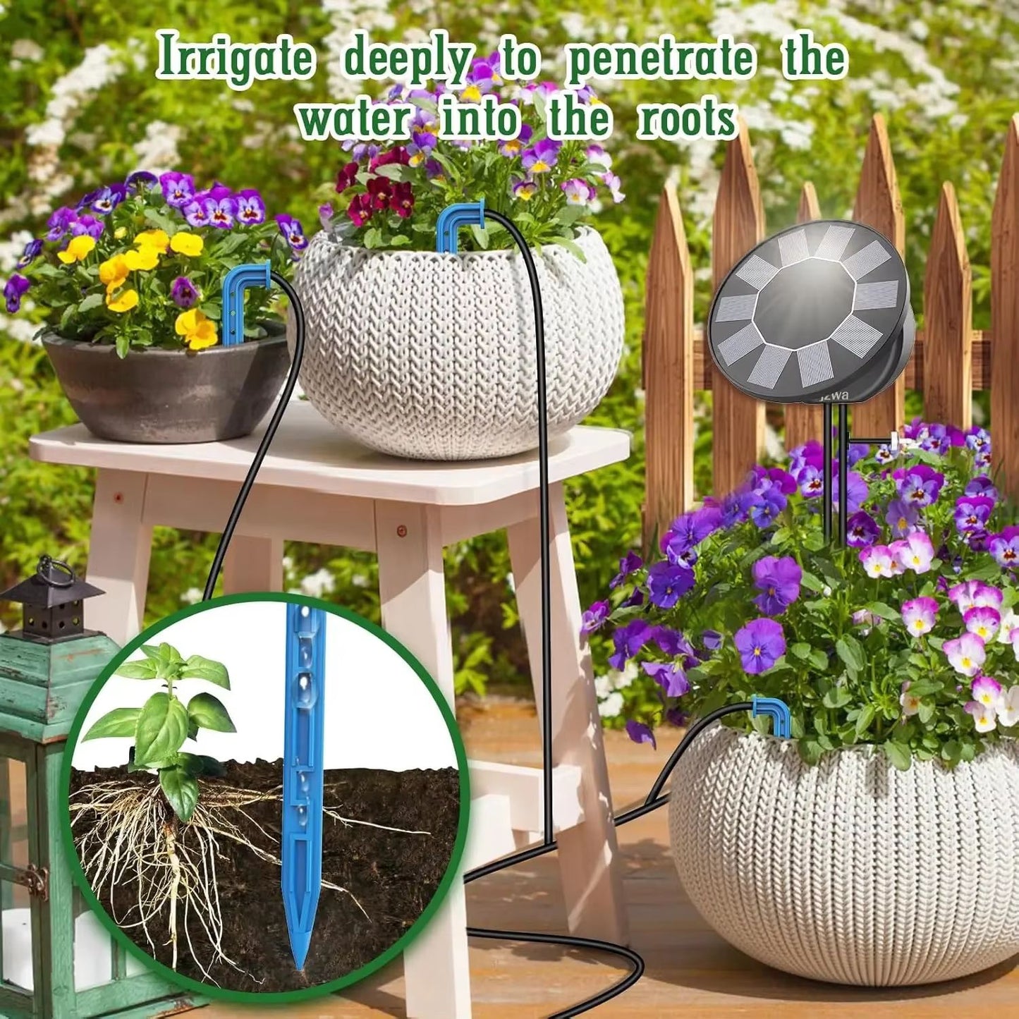 Solar Automatic Drip Irrigation System Kit with 9 Timing Modes for DIY Garden Watering