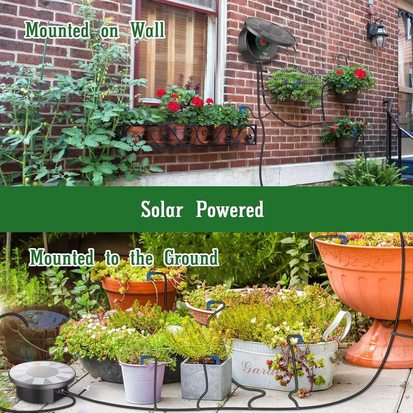 Solar Automatic Drip Irrigation System Kit with 9 Timing Modes for DIY Garden Watering
