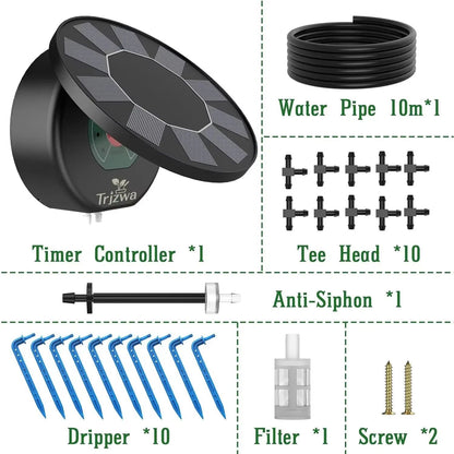 Solar Automatic Drip Irrigation System Kit with 9 Timing Modes for DIY Garden Watering