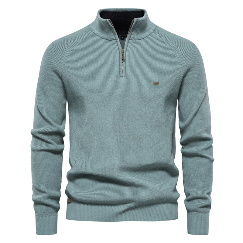 Mens High Collar Knitted Cardigan Zipper Sweater for Autumn and Winter