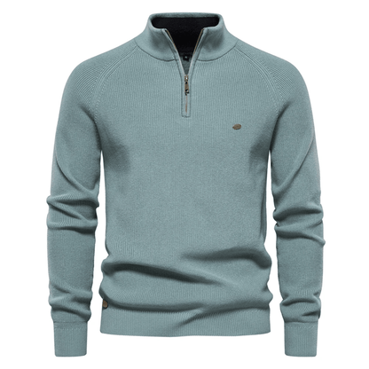 Mens High Collar Knitted Cardigan Zipper Sweater for Autumn and Winter