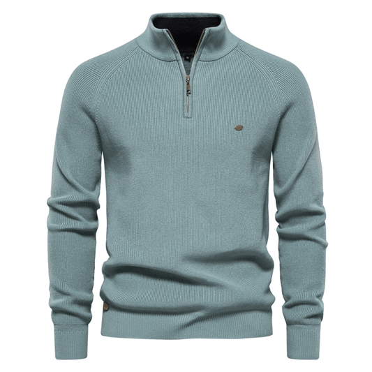 Mens High Collar Knitted Cardigan Zipper Sweater for Autumn and Winter