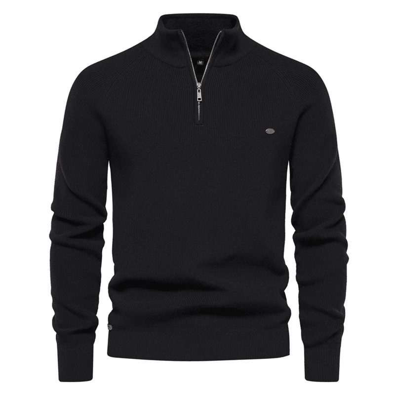 Mens High Collar Knitted Cardigan Zipper Sweater for Autumn and Winter