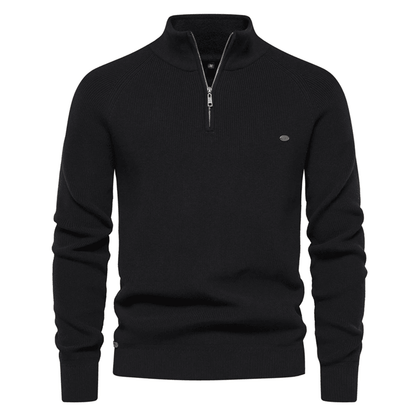 Mens High Collar Knitted Cardigan Zipper Sweater for Autumn and Winter