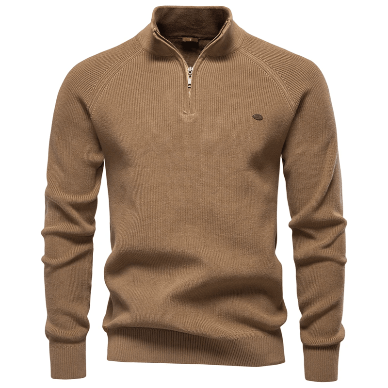 Mens High Collar Knitted Cardigan Zipper Sweater for Autumn and Winter
