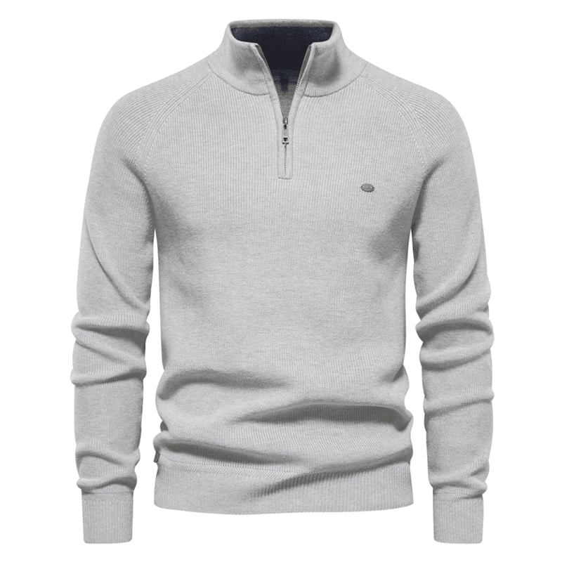 Mens High Collar Knitted Cardigan Zipper Sweater for Autumn and Winter