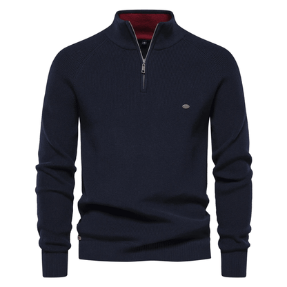 Mens High Collar Knitted Cardigan Zipper Sweater for Autumn and Winter