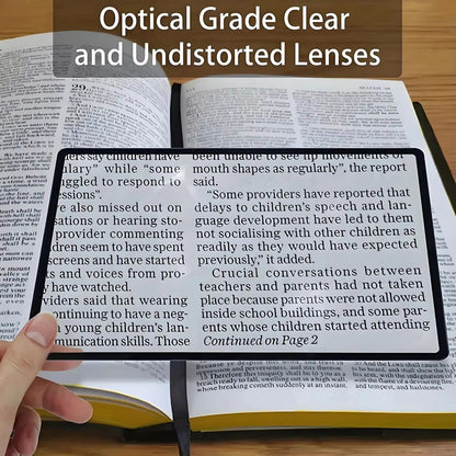 Full Page Magnifying Glass Sheet, Large Reading Aid Lens for Books, Newspapers, and Documents