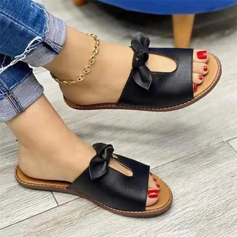 Cute Butterfly-Knot Sandals for Women, Comfortable Casual Summer Slippers & Beach Shoes