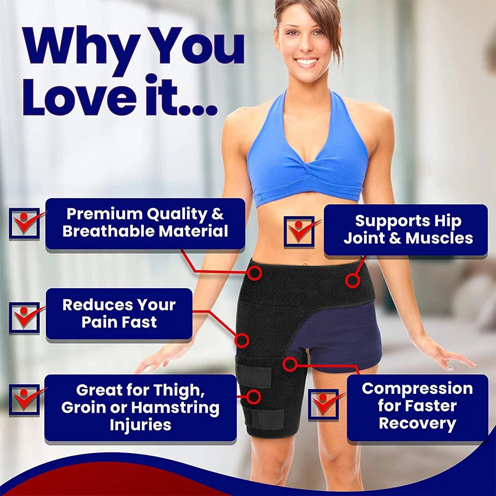 Thigh Compression Sleeve Hip Brace, Hamstring Groin Support, Hip Pain Relief Wrap, Sciatica, Quad Muscle Strains