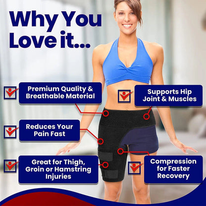 Thigh Compression Sleeve Hip Brace, Hamstring Groin Support, Hip Pain Relief Wrap, Sciatica, Quad Muscle Strains