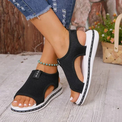Elastic Knitting Platform Wedge Sandals for Women Plus Size