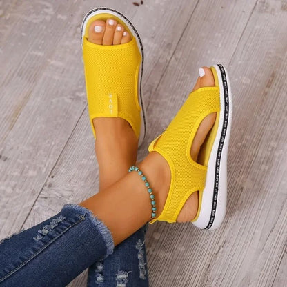 Elastic Knitting Platform Wedge Sandals for Women Plus Size
