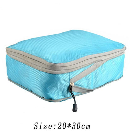 Travel Compression Packing Cubes Set Foldable Luggage Organizer Bags