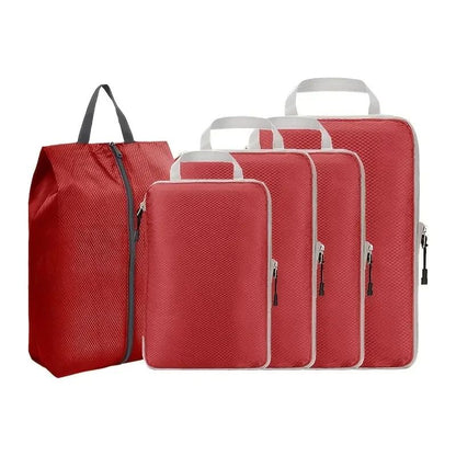 Travel Compression Packing Cubes Set Foldable Luggage Organizer Bags