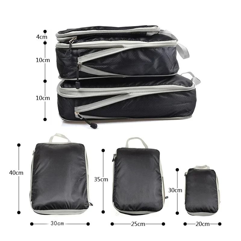 Travel Compression Packing Cubes Set Foldable Luggage Organizer Bags