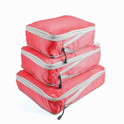 Travel Compression Packing Cubes Set Foldable Luggage Organizer Bags