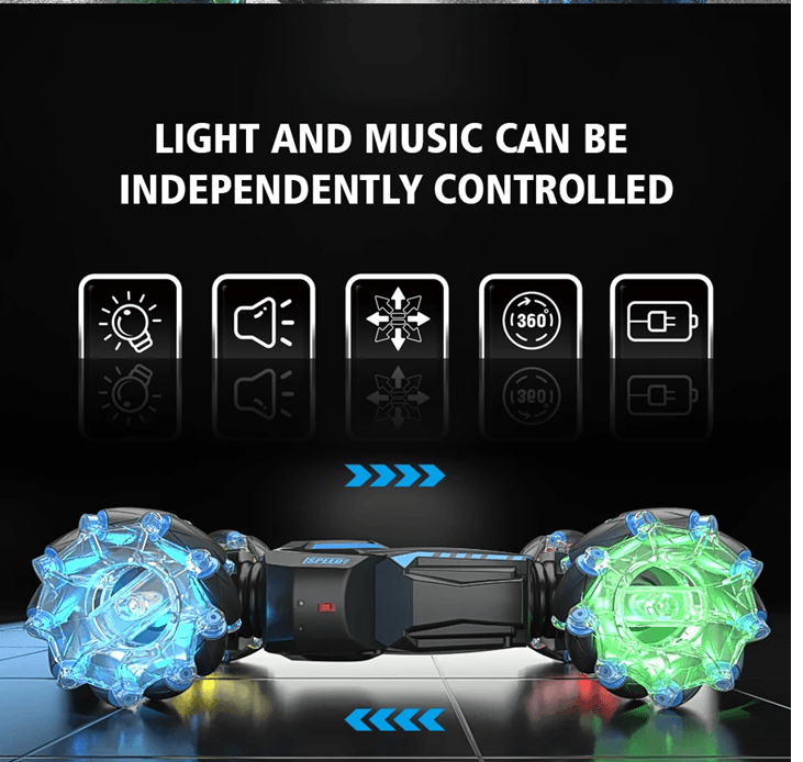 4WD RC Stunt Car with Lights and Sound Remote Control Drift Vehicle for Kids