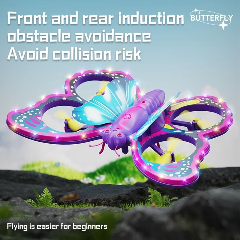 V40 Glitter Butterfly Mini RC Drone with 2.4GHz Gravity Control & LED Lights Toy