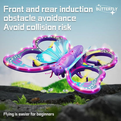 V40 Glitter Butterfly Mini RC Drone with 2.4GHz Gravity Control & LED Lights Toy