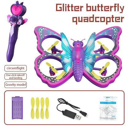 V40 Glitter Butterfly Mini RC Drone with 2.4GHz Gravity Control & LED Lights Toy