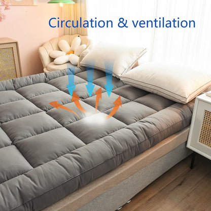 Cloud Comfort Queen Mattress Topper with 1000 GSM Plush Fiber Fill for Back Pain Relief