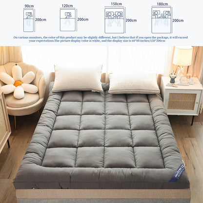 Cloud Comfort Queen Mattress Topper with 1000 GSM Plush Fiber Fill for Back Pain Relief