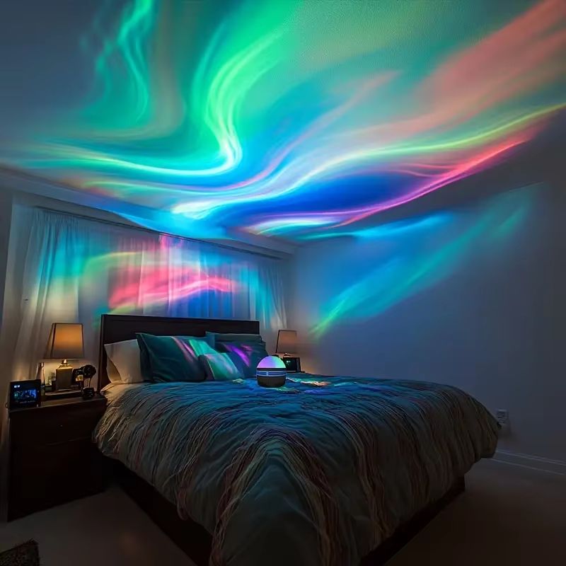 Aurora Borealis Starry Sky Projector – LED Night Light with Remote Control & 7 Stunning Lighting Effects