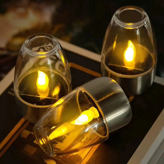 LED Stainless Steel Solar Candle Light – Outdoor Patio & Garden Decorative Solar Lantern for Lawn, Deck, and Pathway