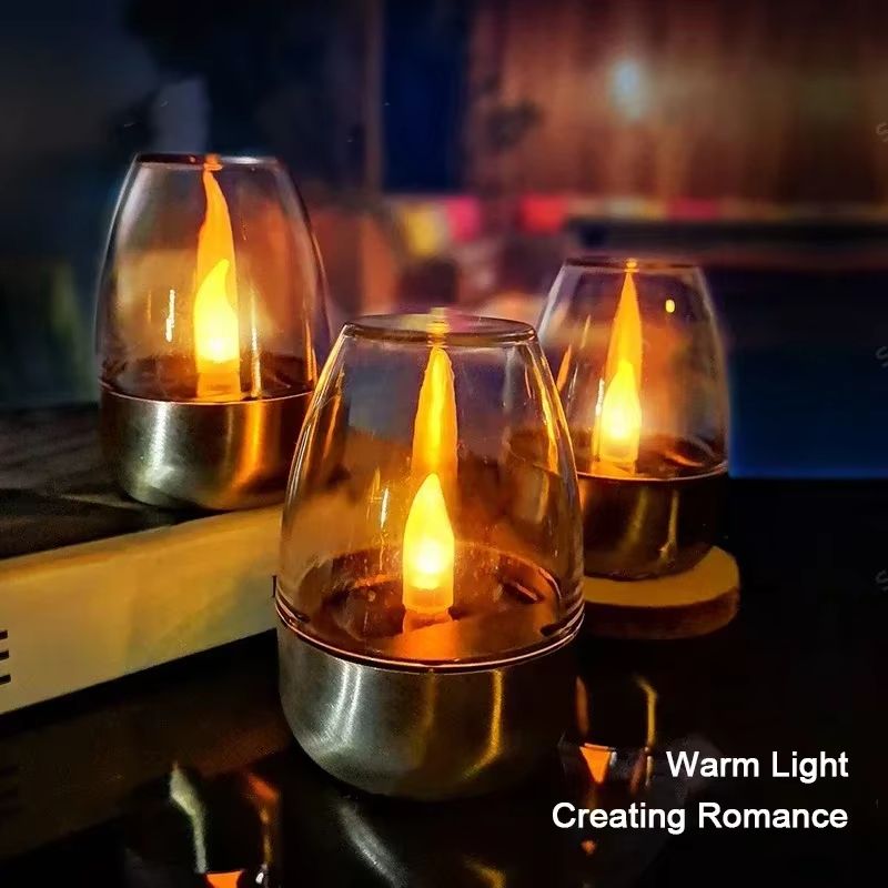 LED Stainless Steel Solar Candle Light – Outdoor Patio & Garden Decorative Solar Lantern for Lawn, Deck, and Pathway