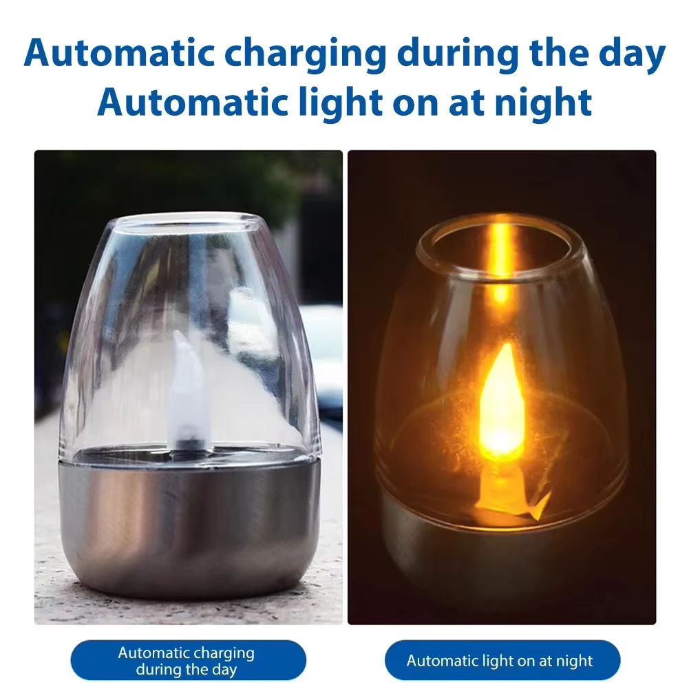 LED Stainless Steel Solar Candle Light – Outdoor Patio & Garden Decorative Solar Lantern for Lawn, Deck, and Pathway