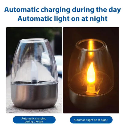 LED Stainless Steel Solar Candle Light – Outdoor Patio & Garden Decorative Solar Lantern for Lawn, Deck, and Pathway