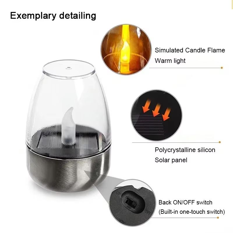 LED Stainless Steel Solar Candle Light – Outdoor Patio & Garden Decorative Solar Lantern for Lawn, Deck, and Pathway