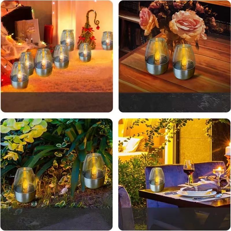 LED Stainless Steel Solar Candle Light – Outdoor Patio & Garden Decorative Solar Lantern for Lawn, Deck, and Pathway