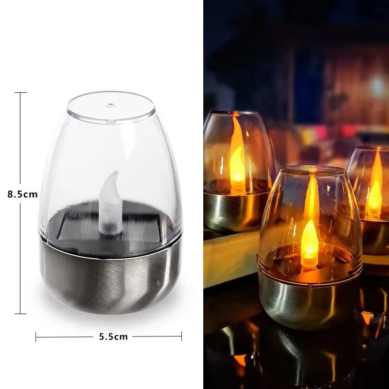LED Stainless Steel Solar Candle Light – Outdoor Patio & Garden Decorative Solar Lantern for Lawn, Deck, and Pathway
