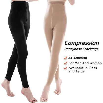 20–30mmHg Women's Compression Pantyhose – Footless Medical Stockings for Varicose Veins & Graduated Support (M–5XL)