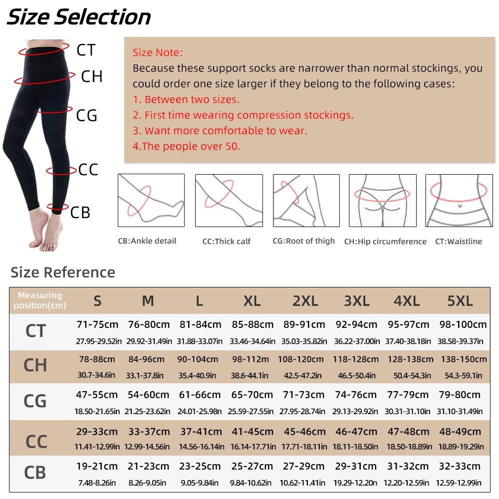 20–30mmHg Women's Compression Pantyhose – Footless Medical Stockings for Varicose Veins & Graduated Support (M–5XL)