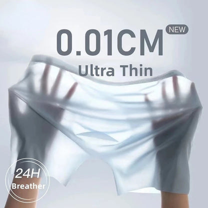 Men's Ice Silk Boxer Shorts,Seamless Breathable Men Underwear, Antibacterial Panties with Comfortable Fit, Sexy Briefs