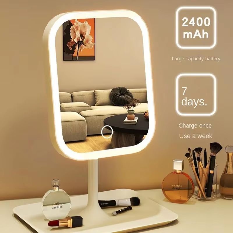 LED Makeup Mirror with Lights – 3-Color Dimmable Desktop Vanity Mirror with Touch Control