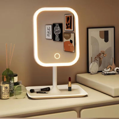 LED Makeup Mirror with Lights – 3-Color Dimmable Desktop Vanity Mirror with Touch Control