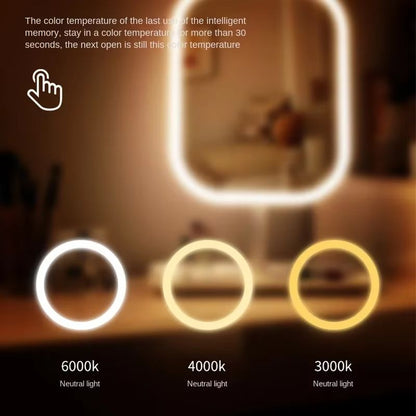 LED Makeup Mirror with Lights – 3-Color Dimmable Desktop Vanity Mirror with Touch Control
