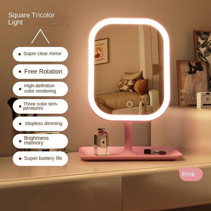 LED Makeup Mirror with Lights – 3-Color Dimmable Desktop Vanity Mirror with Touch Control