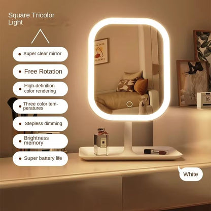 LED Makeup Mirror with Lights – 3-Color Dimmable Desktop Vanity Mirror with Touch Control