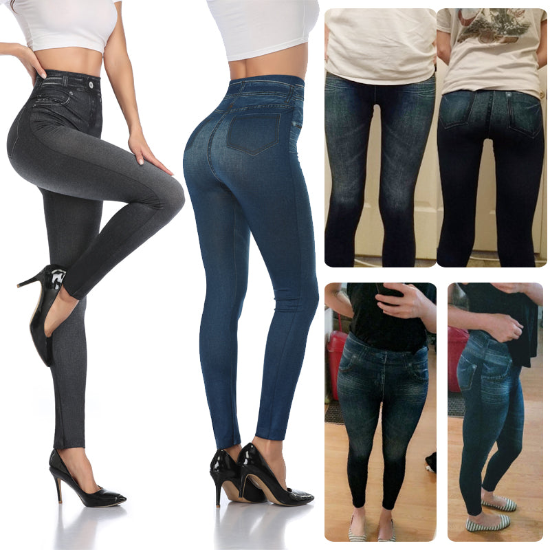 Sexy Printing Faux Denim Leggings for Women, Miss Moly Slim Fit Stretchable Jeans Pants, Summer Casual & Fitness Wear