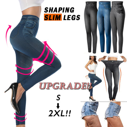 Sexy Printing Faux Denim Leggings for Women, Miss Moly Slim Fit Stretchable Jeans Pants, Summer Casual & Fitness Wear
