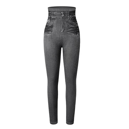 Sexy Printing Faux Denim Leggings for Women, Miss Moly Slim Fit Stretchable Jeans Pants, Summer Casual & Fitness Wear